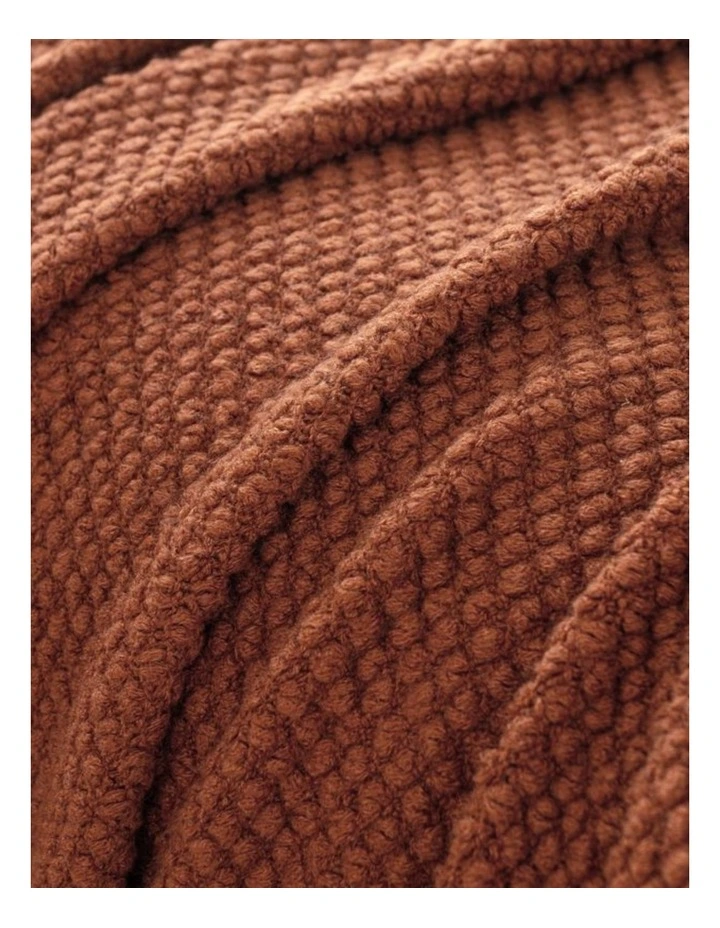 Micro Plush Knitted Woven Throw in Terracotta image 6