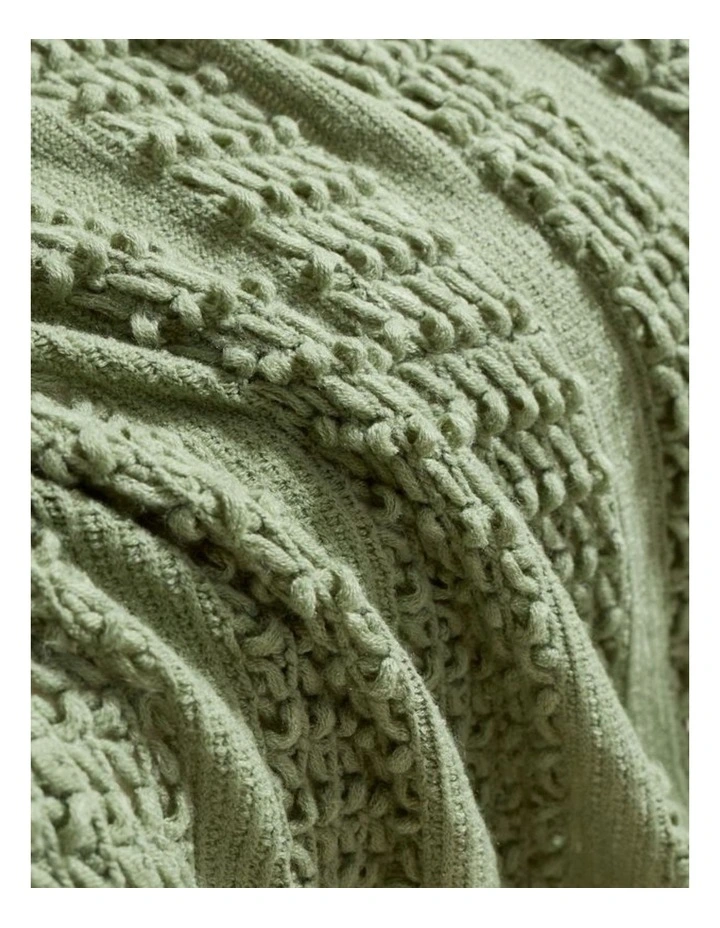GIOIA CASA Boho Open-Knitted Throw in Sage Green image 3