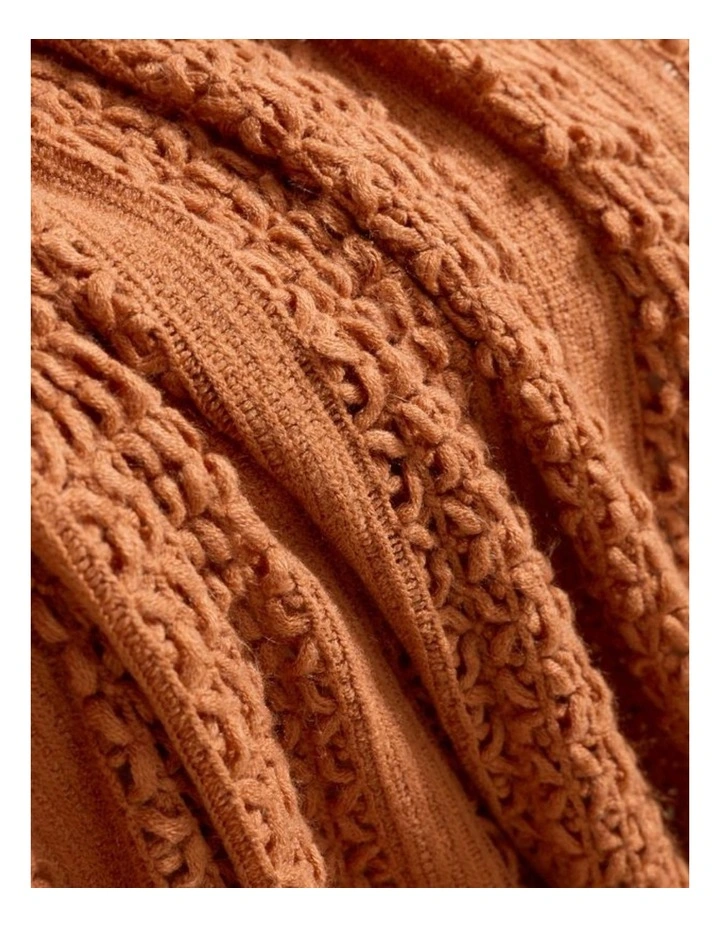 GIOIA CASA Boho Open-Knitted Throw in Terracotta image 2