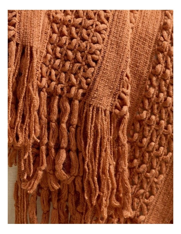 GIOIA CASA Boho Open-Knitted Throw in Terracotta image 3