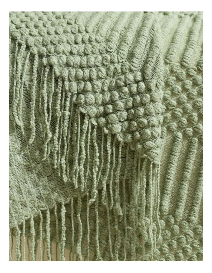 GIOIA CASA Bobble Textured Knitted Throw in Sage Green image 2