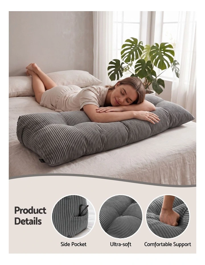 Giselle Headboard Pillow for Dorm Daybed, Reading Wedge, 320g Corduroy, Pockets, Double image 5