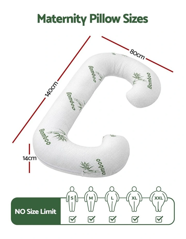 Giselle Bedding C-Shaped Pregnancy Body Pillow with Bamboo Cover for Side Sleeper image 2
