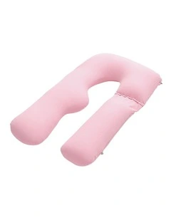 Giselle Bedding U-Shaped Pregnancy Body Pillow, Cotton Cover, Pink, 73x133cm