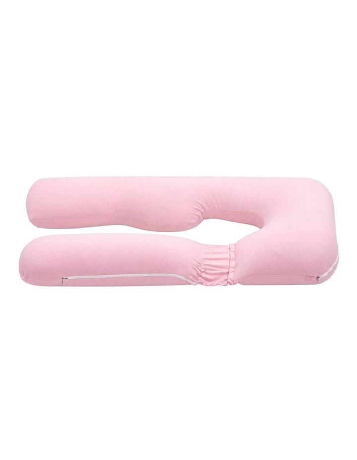 Giselle Bedding U-Shaped Pregnancy Body Pillow, Cotton Cover, Pink, 73x133cm image 3