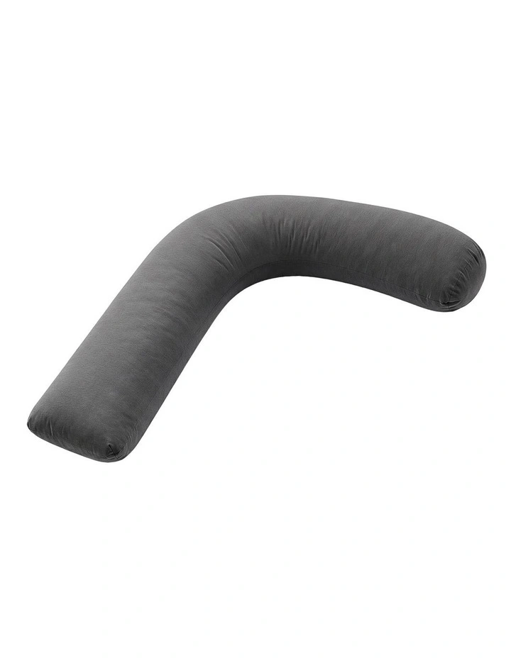 Giselle Bedding L-Shaped Pregnancy Body Pillow, Cotton Cover, 63x115cm, Grey image 3
