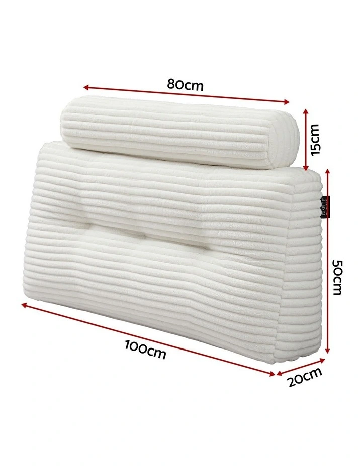 Giselle Wedge Pillow Headboard, Anti-Flat Foam, 330g Corduroy Cover, Pockets, King Single image 2