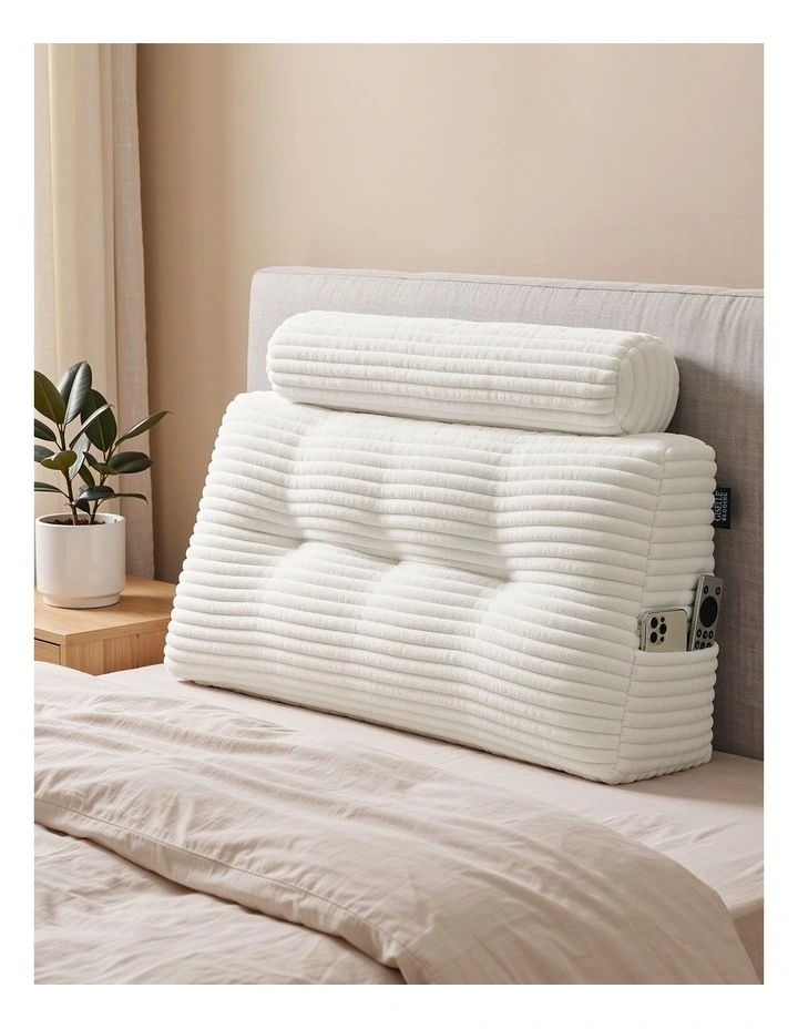 Giselle Wedge Pillow Headboard, Anti-Flat Foam, 330g Corduroy Cover, Pockets, King Single image 6