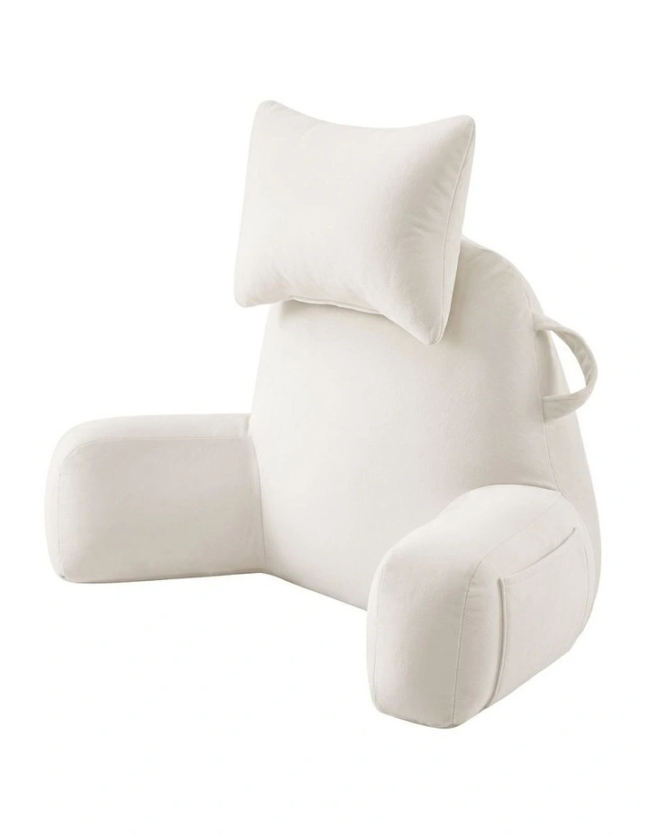 Giselle Bedding Reading Pillow with Detachable Neck Roll & Armrests, Beige image 1