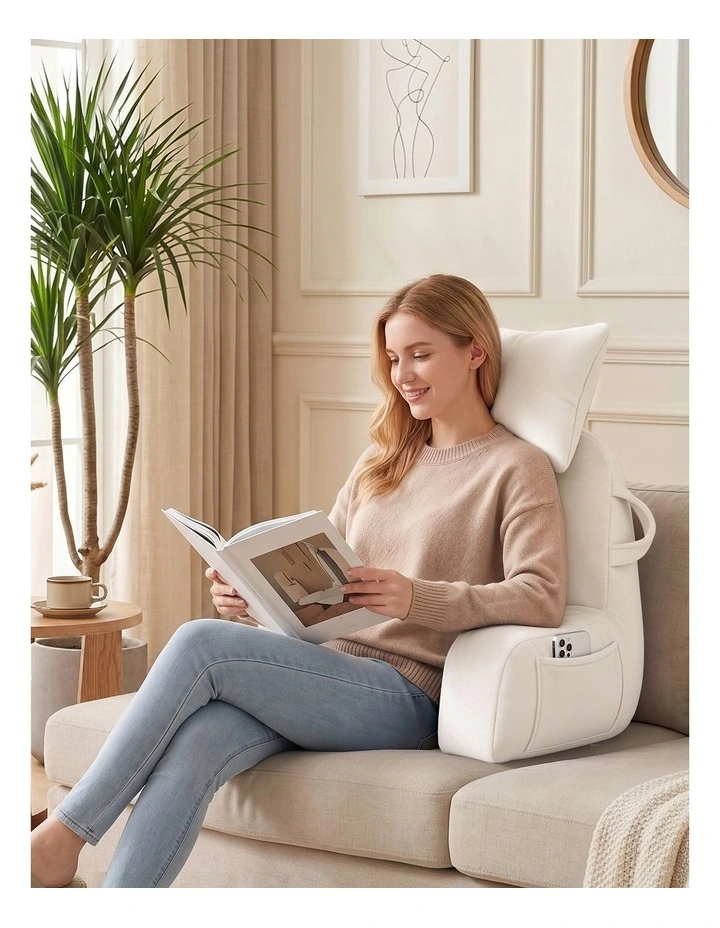 Giselle Bedding Reading Pillow with Detachable Neck Roll & Armrests, Beige image 6