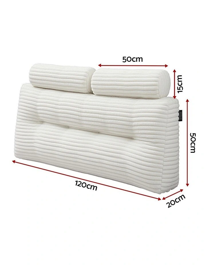 Giselle Wedge Pillow Headboard, Anti-Flat Foam, 330g Corduroy Cover, Pockets, Double image 2