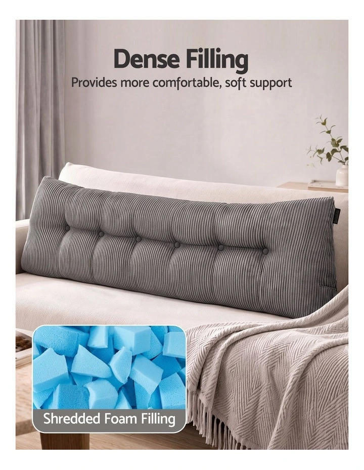 Giselle Headboard Pillow for Dorm Daybed, Reading Wedge, 320g Corduroy, Pockets, King image 4