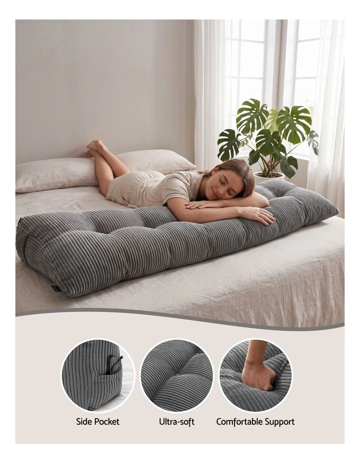 Giselle Headboard Pillow for Dorm Daybed, Reading Wedge, 320g Corduroy, Pockets, King image 5