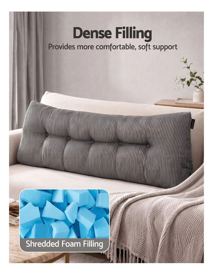 Giselle Headboard Pillow for Dorm Daybed, Reading Wedge, 320g Corduroy, Pockets, Queen image 4