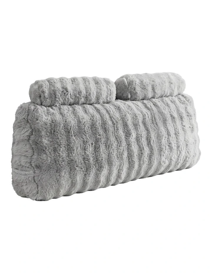 Giselle Wedge Pillow Headboard, Lumbar Support, 340g Faux Rabbit Fur, Pockets, Double image 1