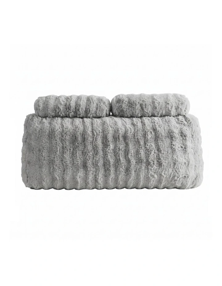 Giselle Wedge Pillow Headboard, Lumbar Support, 340g Faux Rabbit Fur, Pockets, Double image 3