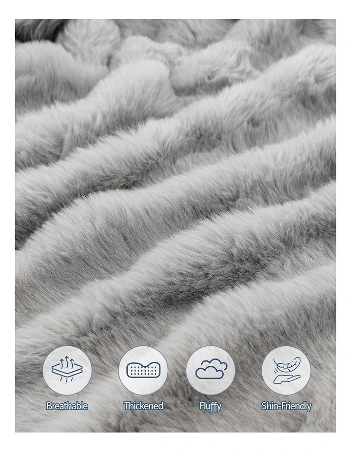 Giselle Wedge Pillow Headboard, Lumbar Support, 340g Faux Rabbit Fur, Pockets, Double image 5