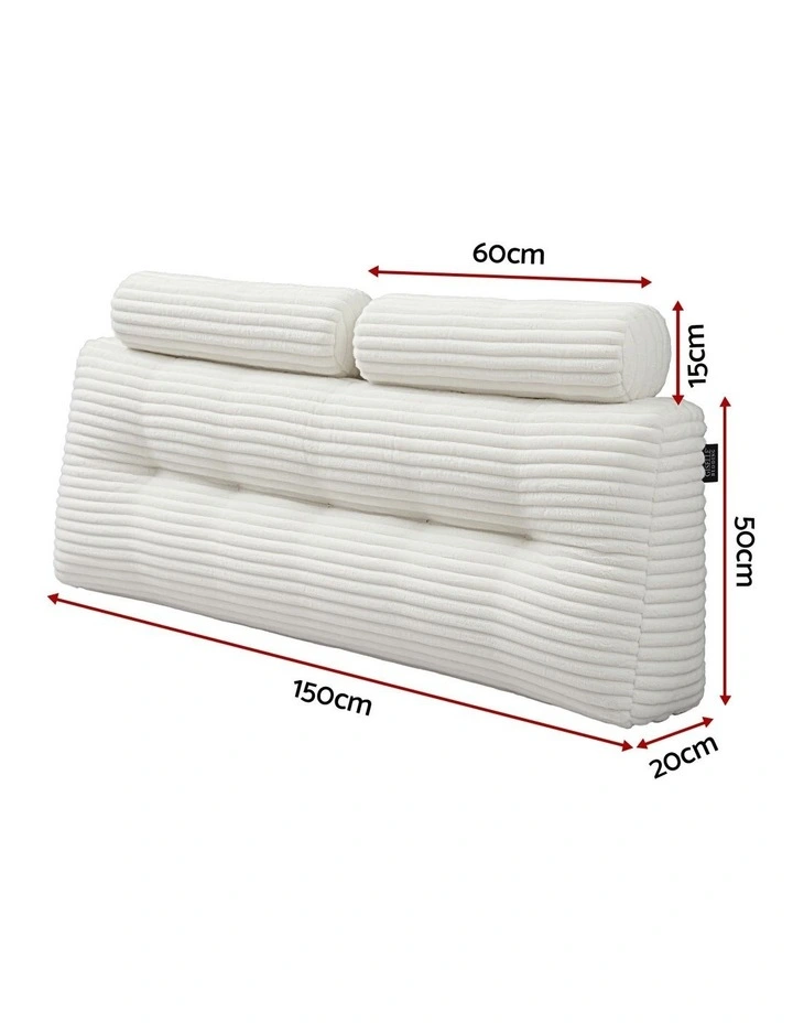 Giselle Wedge Pillow Headboard, Anti-Flat Foam, 330g Corduroy Cover, Pockets, Queen image 3