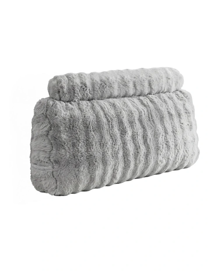 Giselle Wedge Pillow Headboard, Lumbar Support, 340g Faux Rabbit Fur, Pockets, King Single image 1