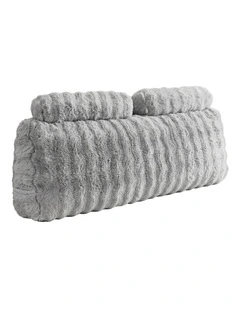Giselle Wedge Pillow Headboard, Lumbar Support, 340g Faux Rabbit Fur, Pockets, Queen