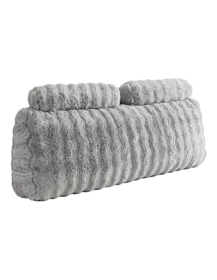 Giselle Wedge Pillow Headboard, Lumbar Support, 340g Faux Rabbit Fur, Pockets, Queen image 1