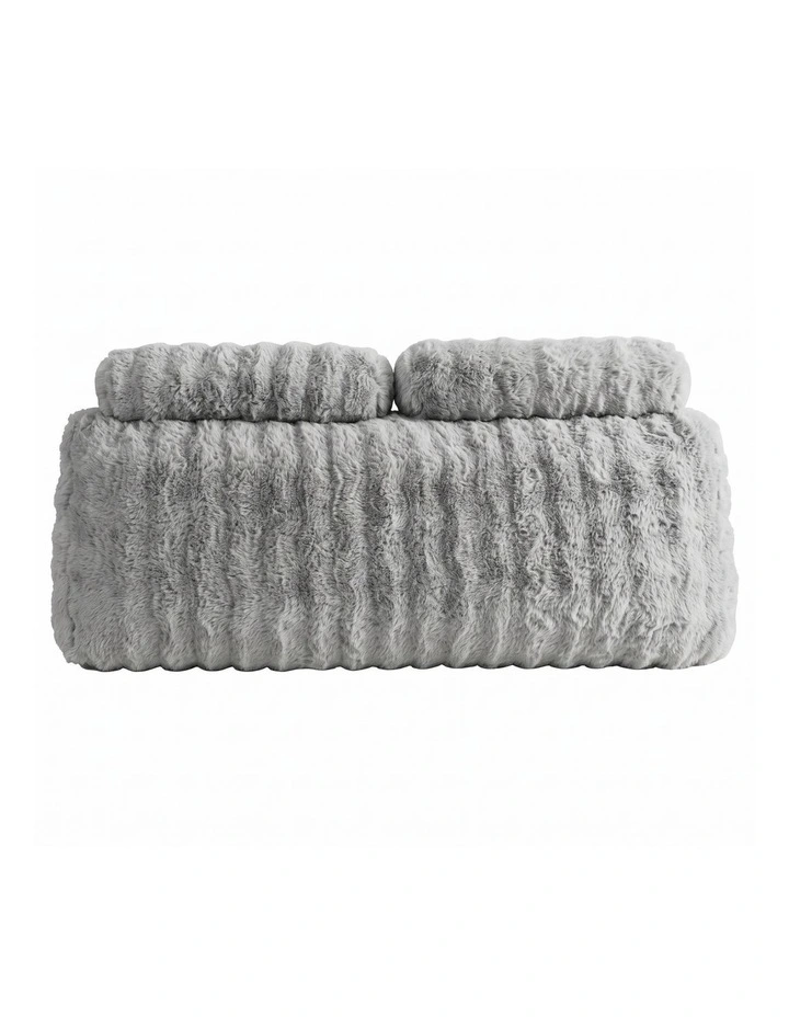 Giselle Wedge Pillow Headboard, Lumbar Support, 340g Faux Rabbit Fur, Pockets, Queen image 3
