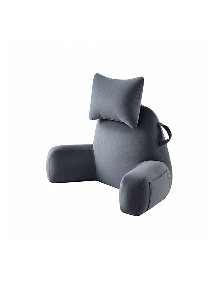 Giselle Bedding Reading Pillow with Detachable Neck Roll & Armrests, Gray image 1