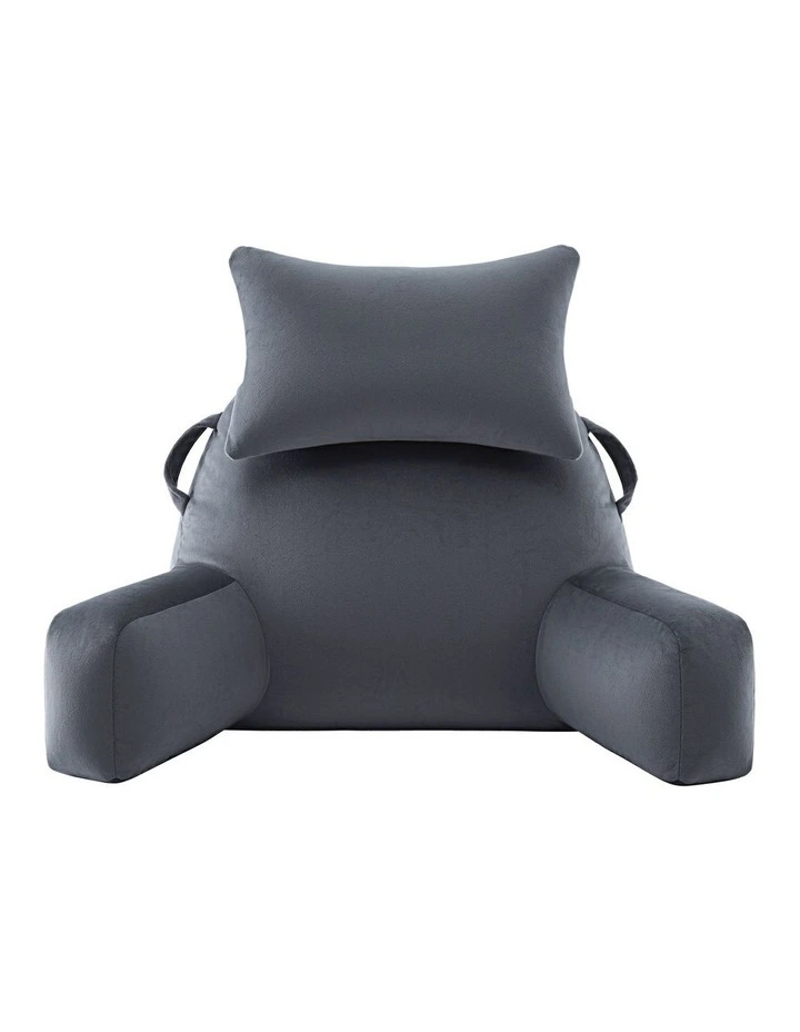 Giselle Bedding Reading Pillow with Detachable Neck Roll & Armrests, Gray image 3