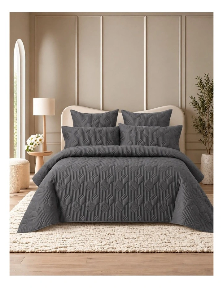 Accessorize 400TC Bamboo Cotton Coverlet Set Charcoal image 1