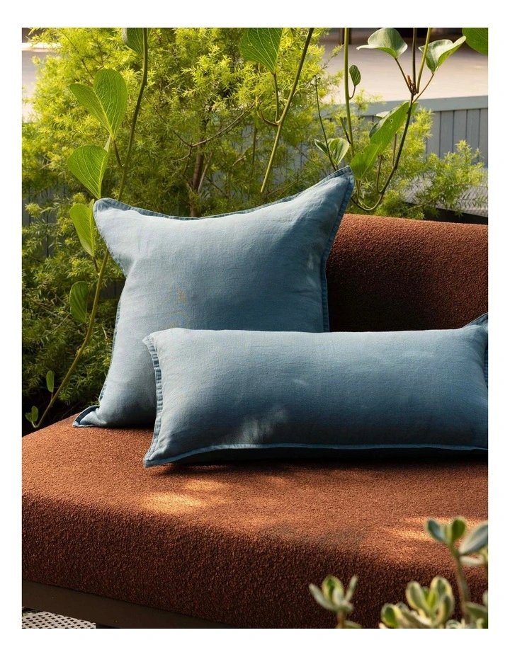 Linen Square Cushion Blue image 2