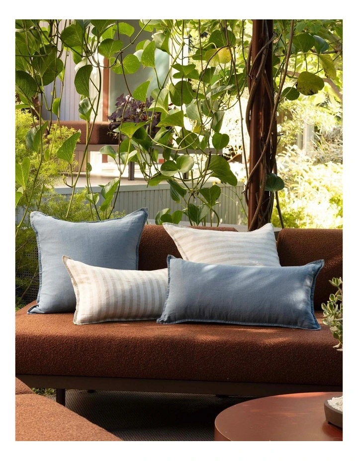 Linen Rectangle Cushion Natural Stripe image 2