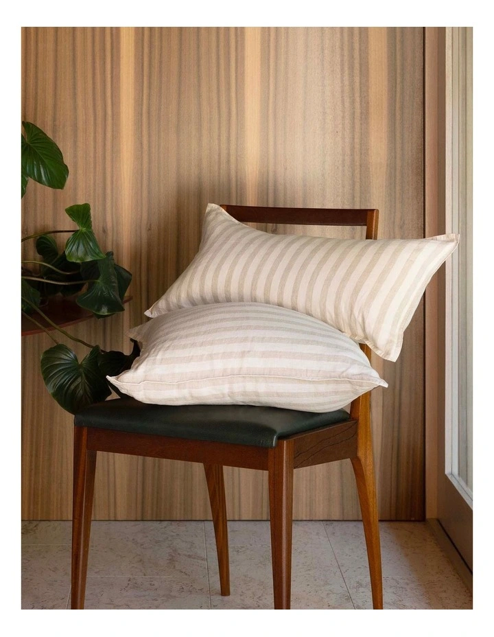 Linen Rectangle Cushion Natural Stripe image 3