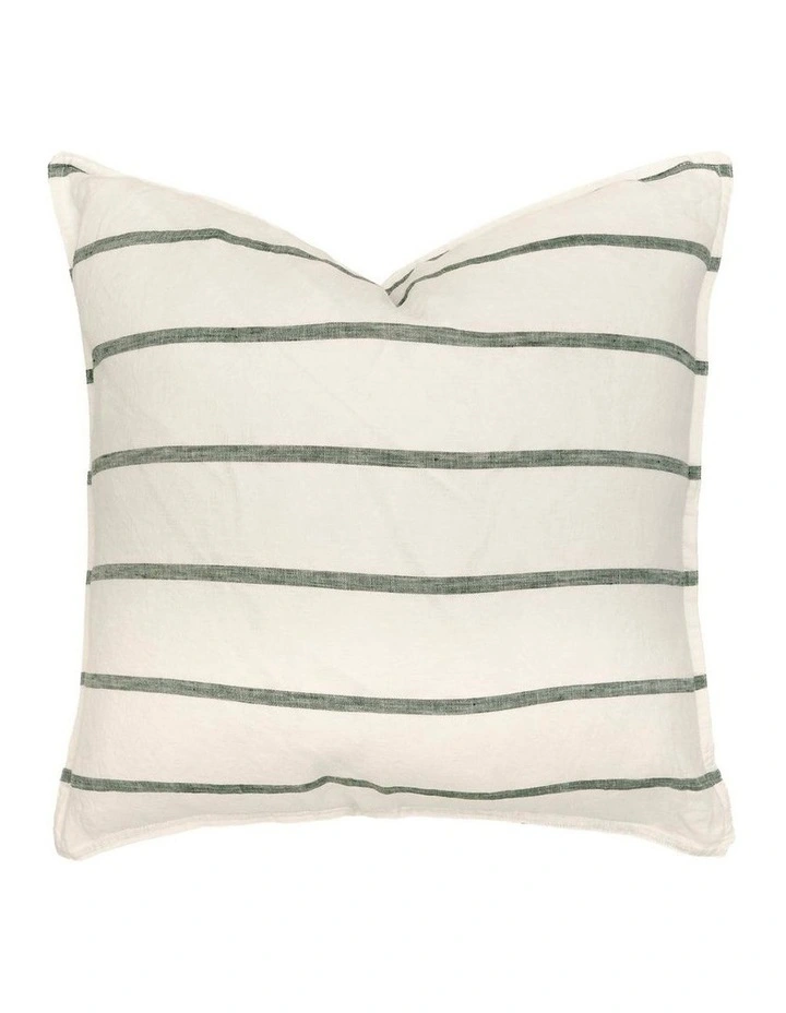 Linen Square Cushion Moss Stripe image 1
