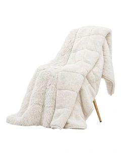Giselle Faux Fur Weighted Blanket 2 Sided Long Pile Sherpa Reverse Cream 6.8KG 120 x 180cm