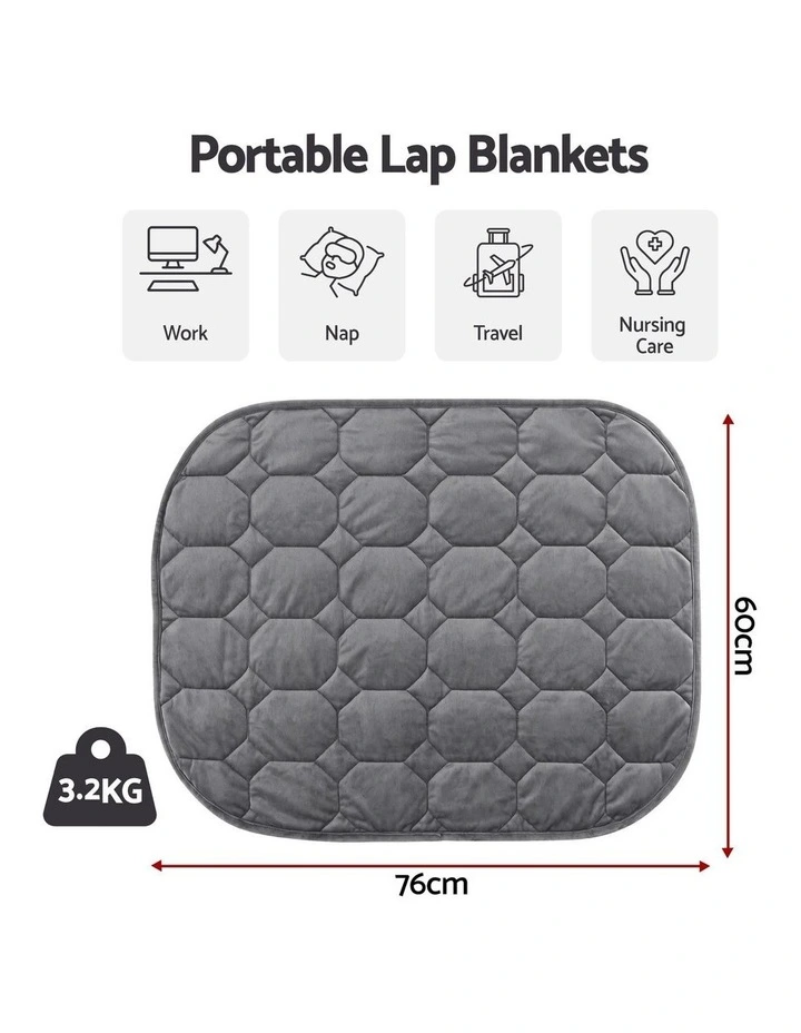 Giselle Weighted Lap Blanket 3.2KG Grey Crystal Velvet Quilted Glass Bead Fill for Sofa Office image 2