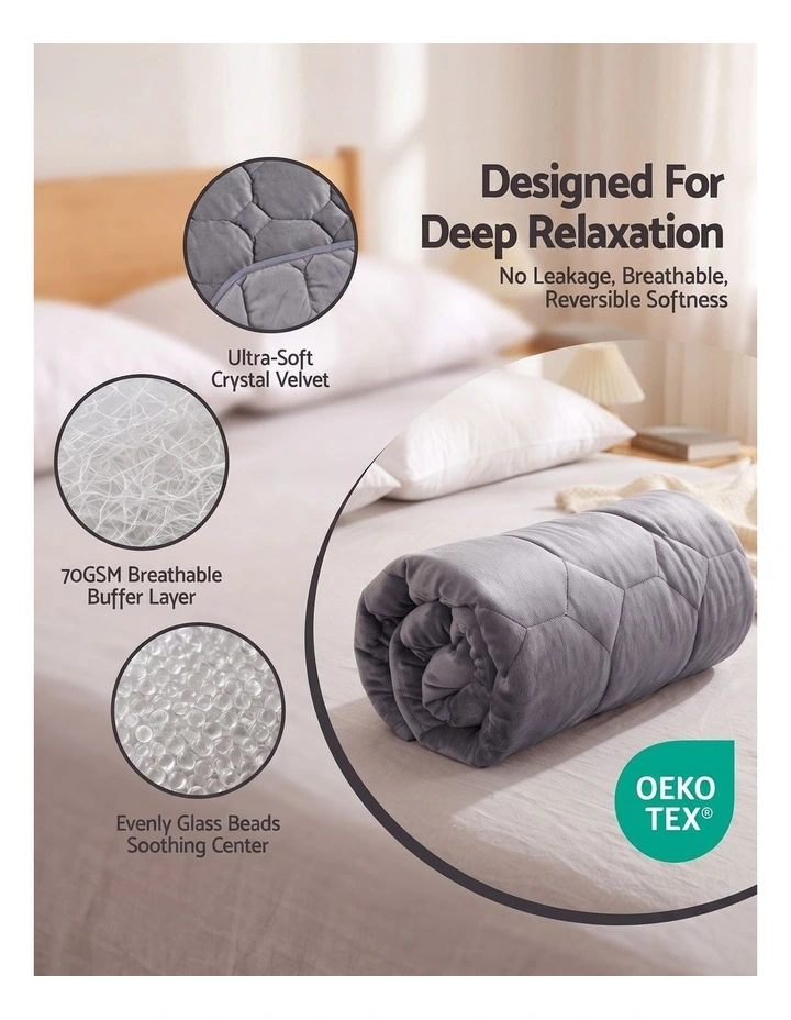Giselle Weighted Lap Blanket 3.2KG Grey Crystal Velvet Quilted Glass Bead Fill for Sofa Office image 4