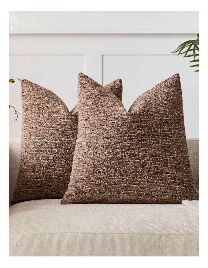 Speckled Boucle Cushion Covers in Brown 2 Pack (45x45cm) image 1