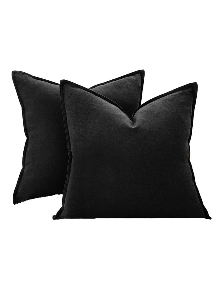 Linen-Cotton Cushion Covers in Black 2 Pack (45x45cm) image 2