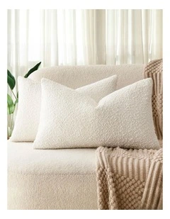 Boucle Cushion Covers in Snow 2 Pack (30x50cm)