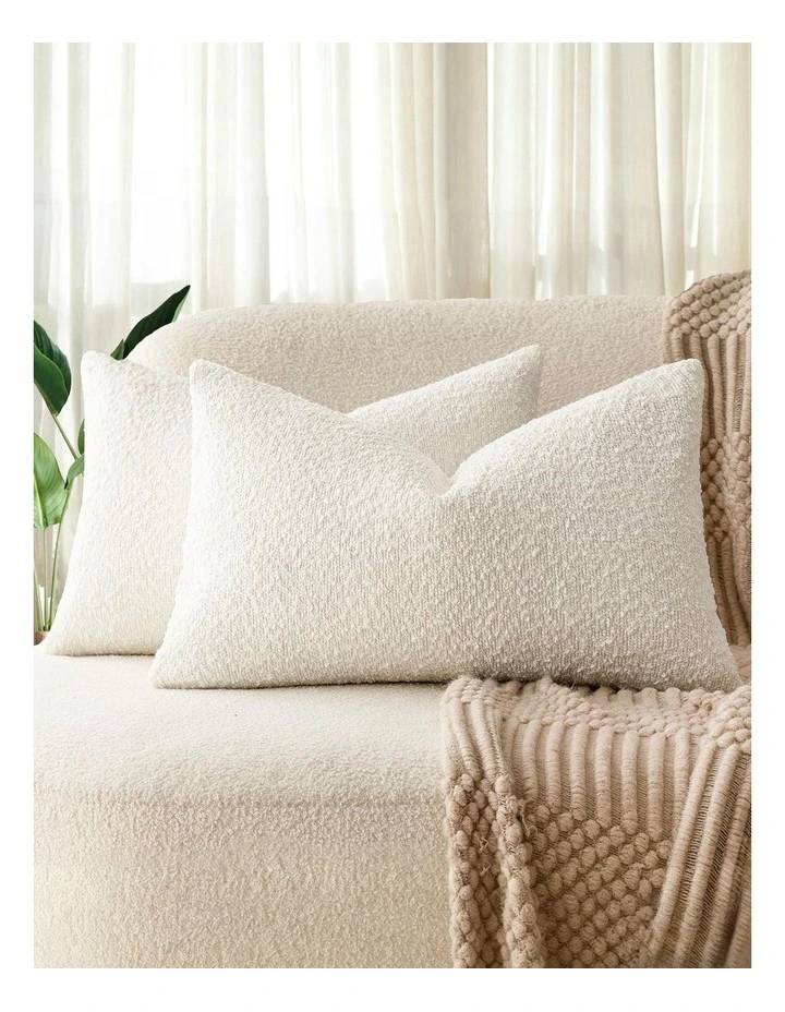 Boucle Cushion Covers in Snow 2 Pack (30x50cm) image 1