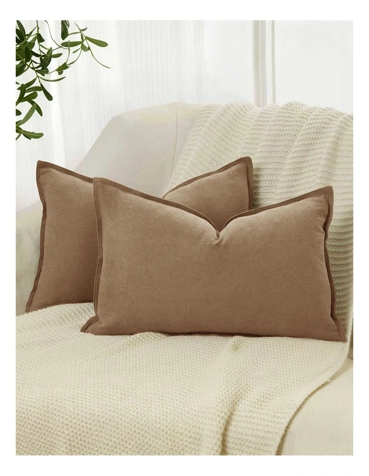 Linen-Cotton Cushion Covers in Tan 2 Pack (30x50cm) image 1