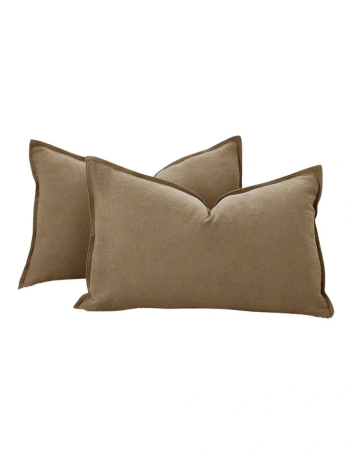 Linen-Cotton Cushion Covers in Tan 2 Pack (30x50cm) image 2