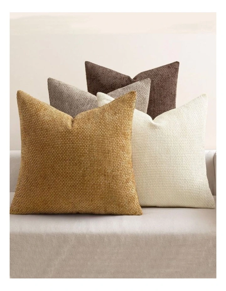 Chenille Grid Cushion Covers in Warm Brown 4 Pack (45x45cm) image 1
