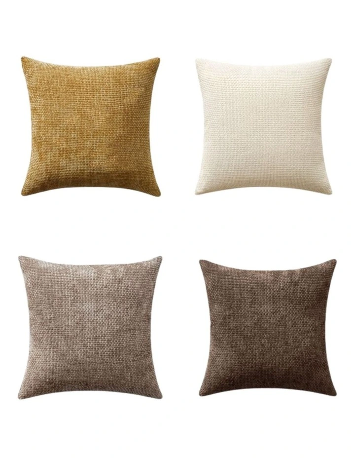 Chenille Grid Cushion Covers in Warm Brown 4 Pack (45x45cm) image 3