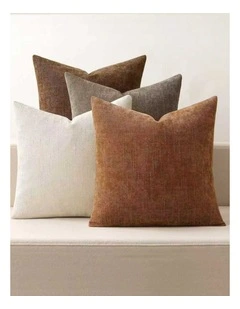 Chenille Haze Cushion Covers in Warm Brown 4 Pack (45x45cm)