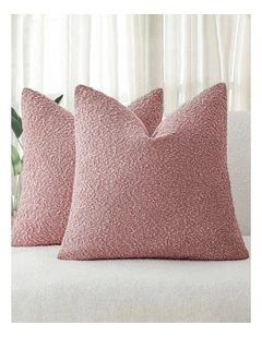 Boucle Cushion Covers in Pink 2 Pack (45x45cm)