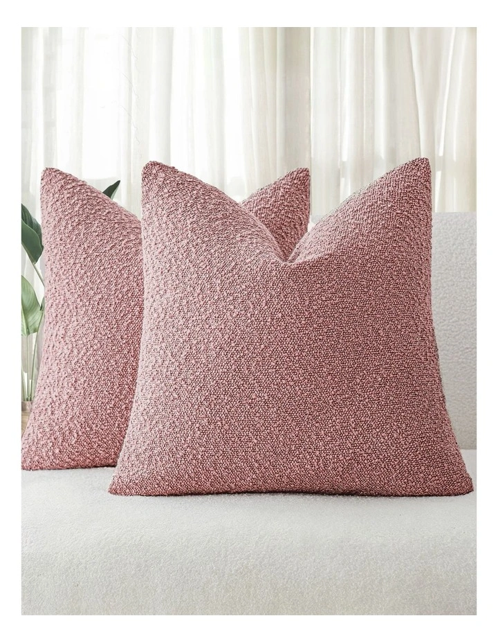 Boucle Cushion Covers in Pink 2 Pack (45x45cm) image 1