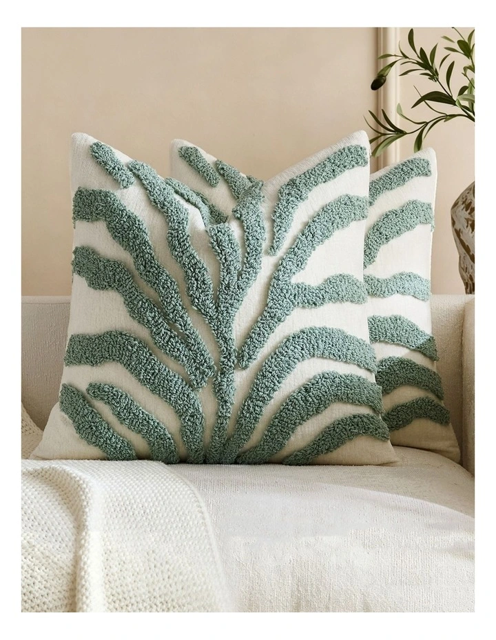 Tufted Leaf Cushion Covers in Seafoam 2 Pack (45x45cm) image 1