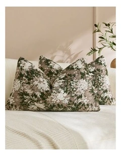 Vintage Botanical Chenille Cushion Covers in Green 2 Pack (30x50cm)