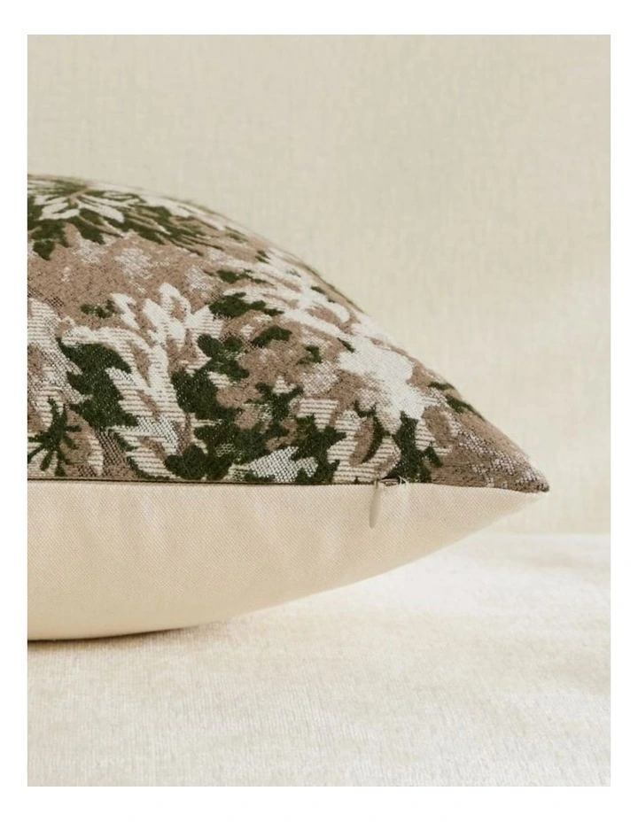 Vintage Botanical Chenille Cushion Covers in Green 2 Pack (30x50cm) image 3